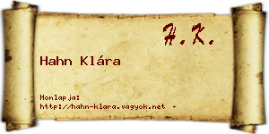 Hahn Klára névjegykártya